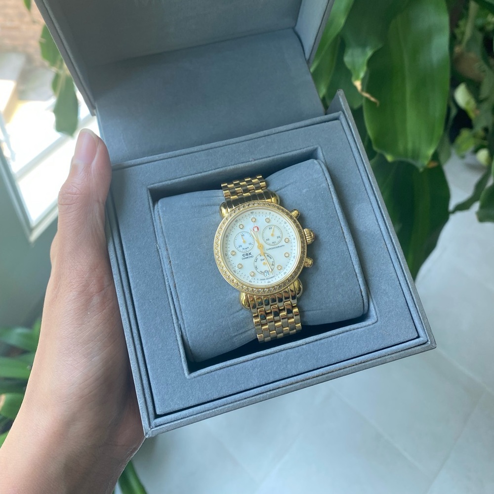 MICHELE CSX 36mm Gold Plated Diamond Watch